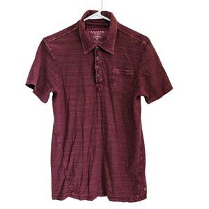 Men's Guess Short Sleeve Golf Shirt, Size S, Brown/Burgundy